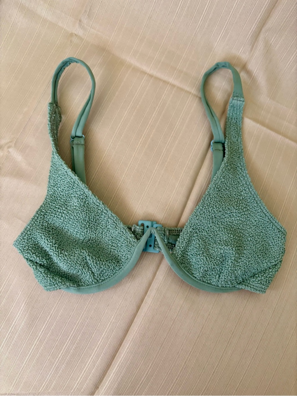 ASOS Textured Bikini Top in Sage Green